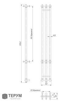 Полотенцесушитель Винтаж 3 120х16 Золото лак