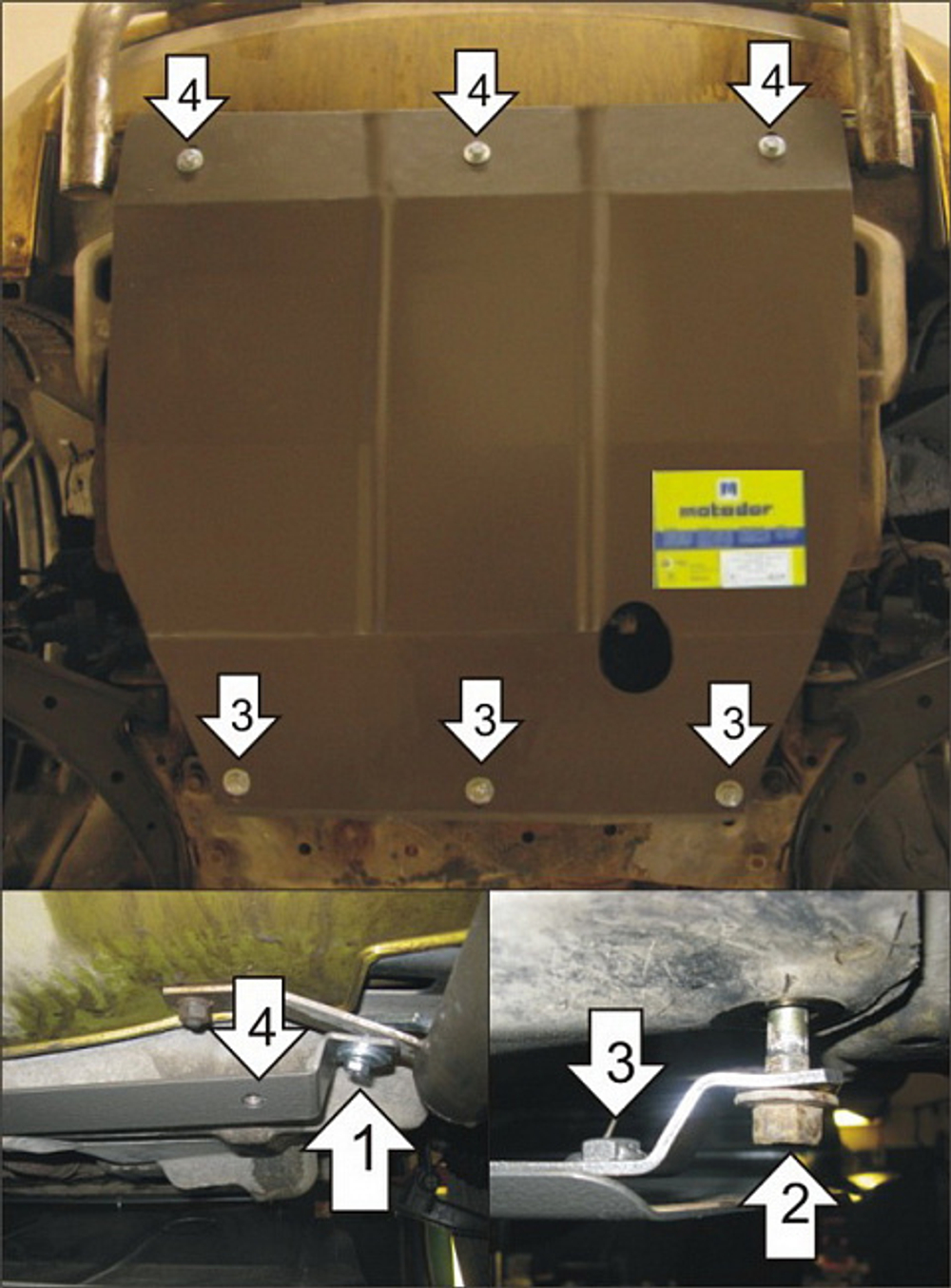 Усиленная защита Motodor картера двигателя, кпп. 2 мм, сталь. для Honda HR-V 1999-2005 арт.00822