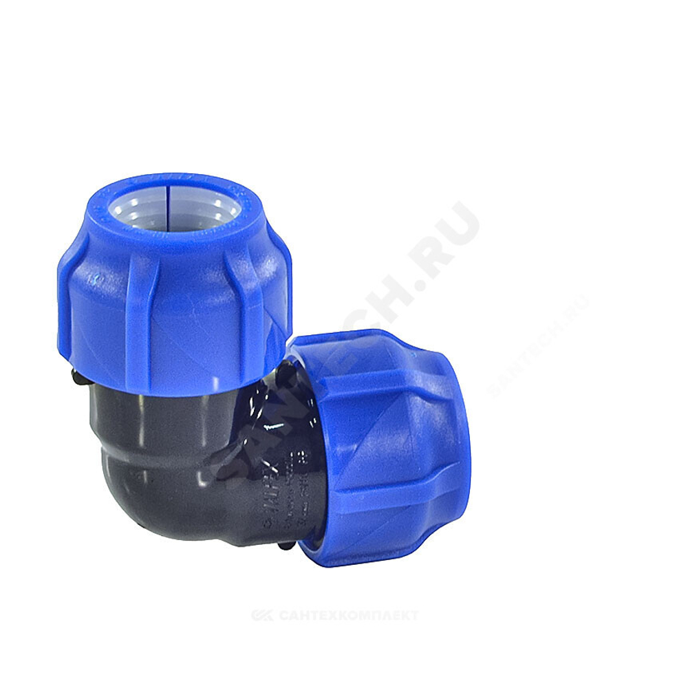 Отвод компрессионный ПЭ Дн 25х90гр Ру16 VALFEX 121001212525
