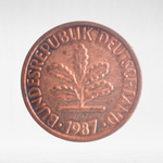 Germany, 1 Pfennig, 1987, (Karlsruhe Mint - "G"), VF