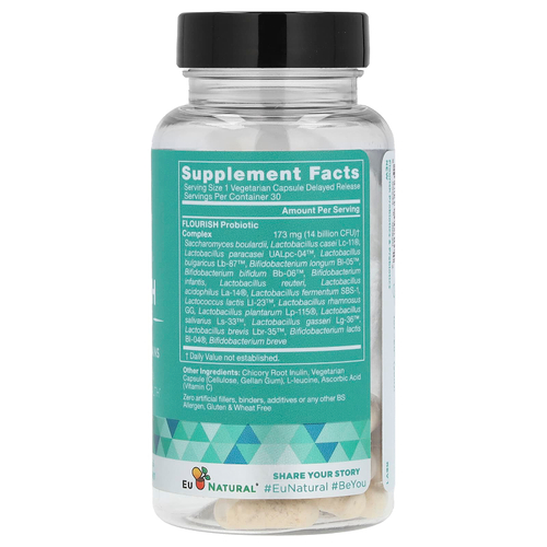 Eu Natural, Flourish Probiotics, 30 вегетарианских капсул