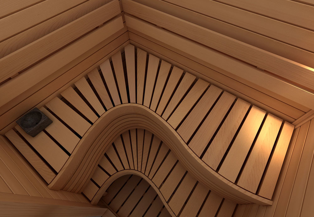 Сауна в сборе SAWO 1414LS-WD-G (1,4м х 1,4м, кедр, полностью стеклянная стена, дизайн Wave, левая)