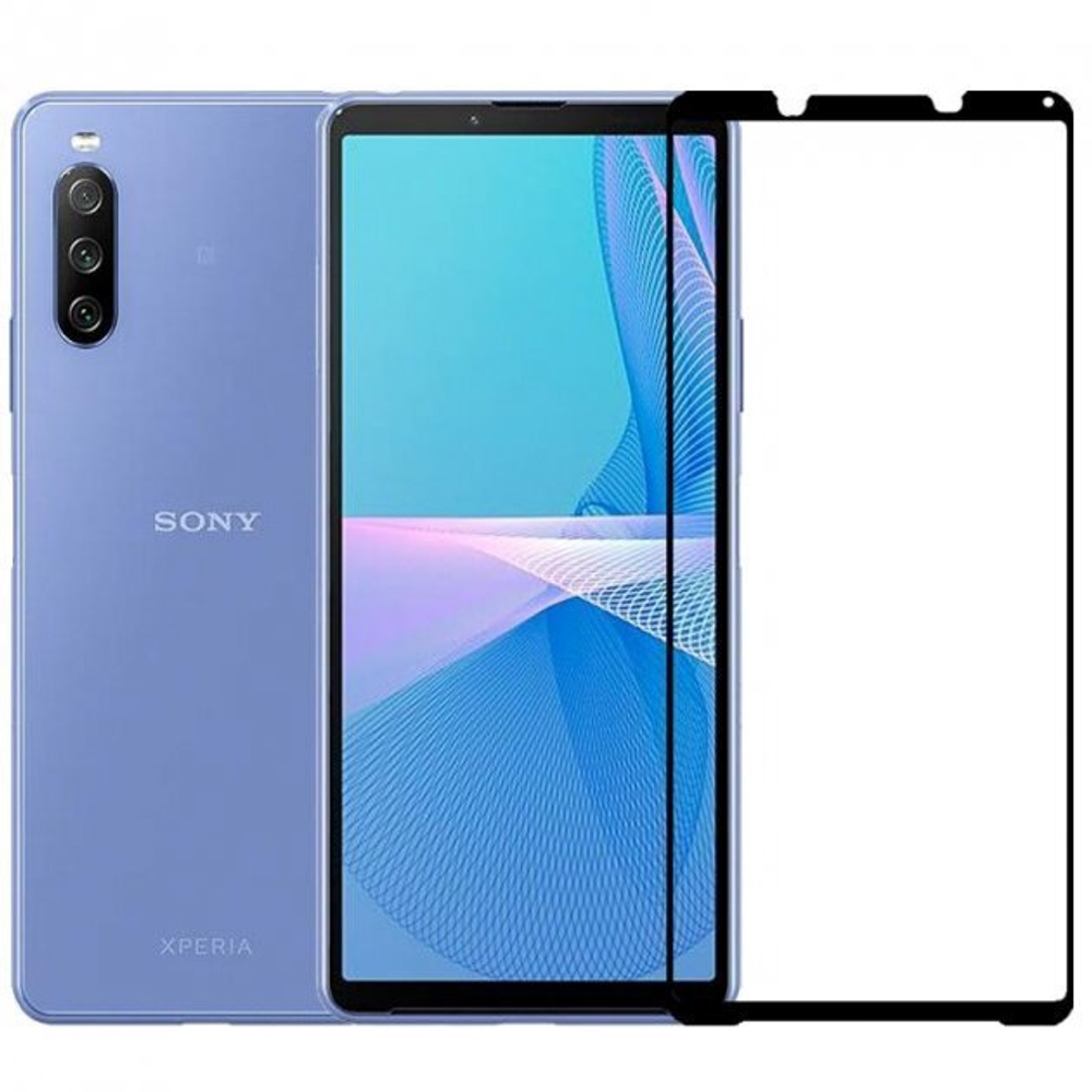 Закаленное стекло 3D для смартфона Sony Xperia 10 III, 10-3 с 2021 года с тонкой черной рамкой