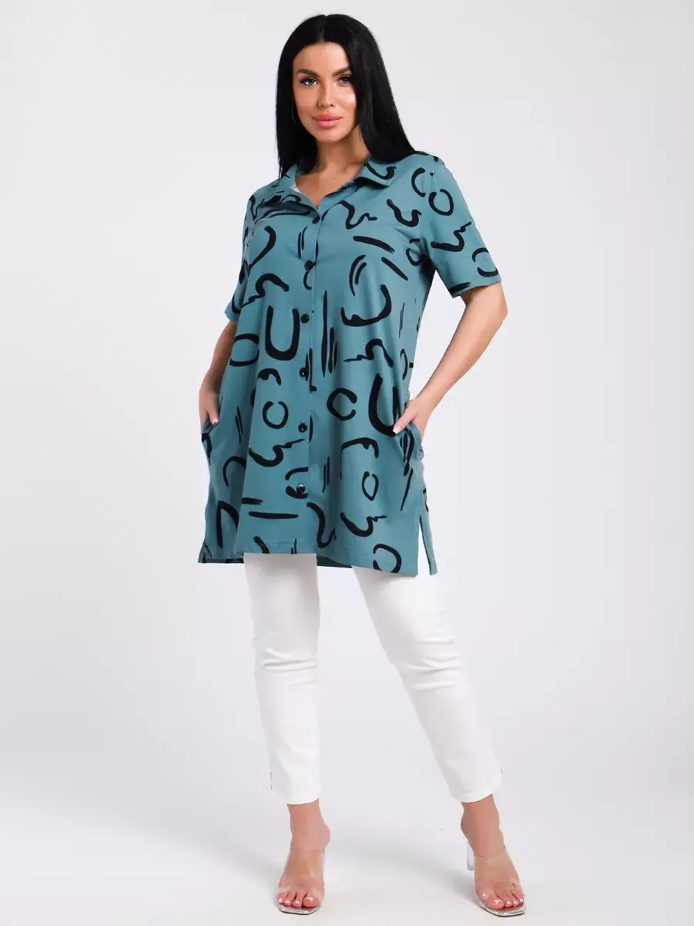 Туника-рубашка хлопок большие размеры