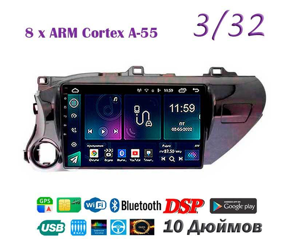 Topway TS18 3+32GB 8 ядер для Toyota Hilux 2015-2020