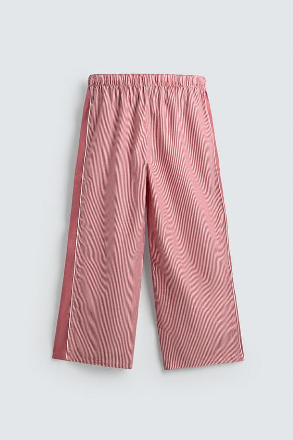 ZARA БРЮКИ В ПОЛОСКУ С КОНТРАСТНЫМИ ЛАМПАСАМИ, КРАСНЫЙ