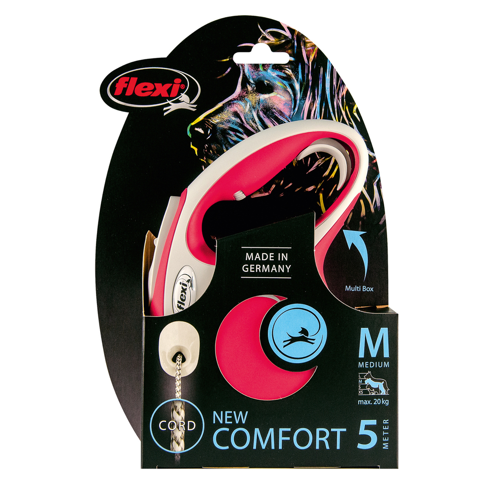 Flexi рулетка NEW LINE Comfort M (до 20кг)  трос 5м серый/красный
