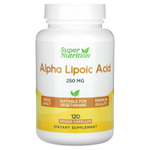 Super Nutrition, альфа-липоевая кислота, 250 мг, 120 растительных капсул