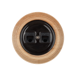 Розетка RJ45 информационная двойная, керамика, цвет черный B1-302-03