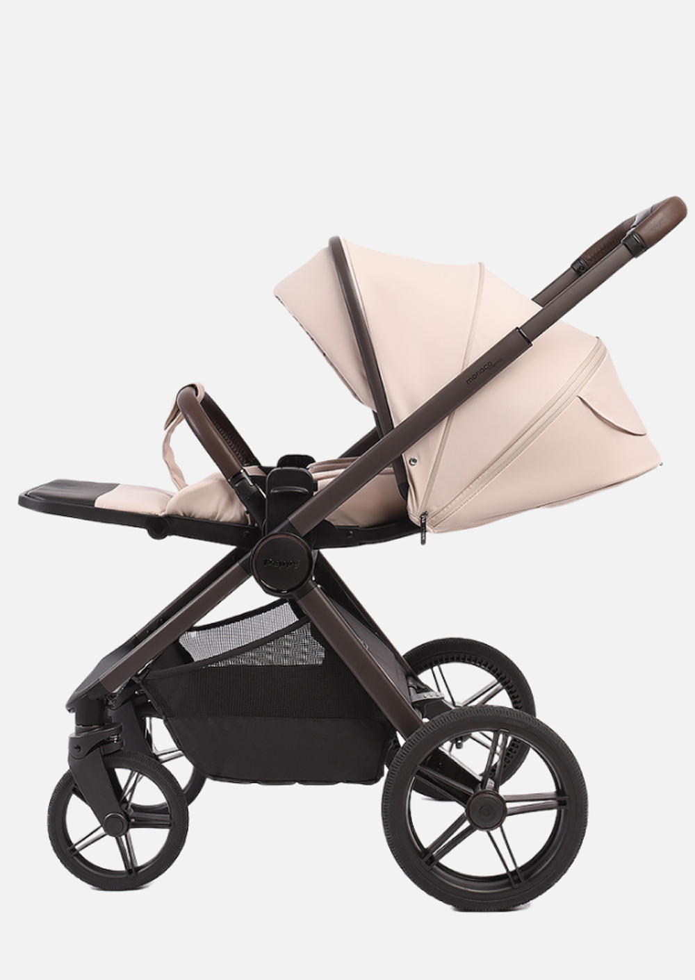 Peppy Коляска детская Monaco thermo 2 в 1 Beige (бежевый), рама серо-коричневая