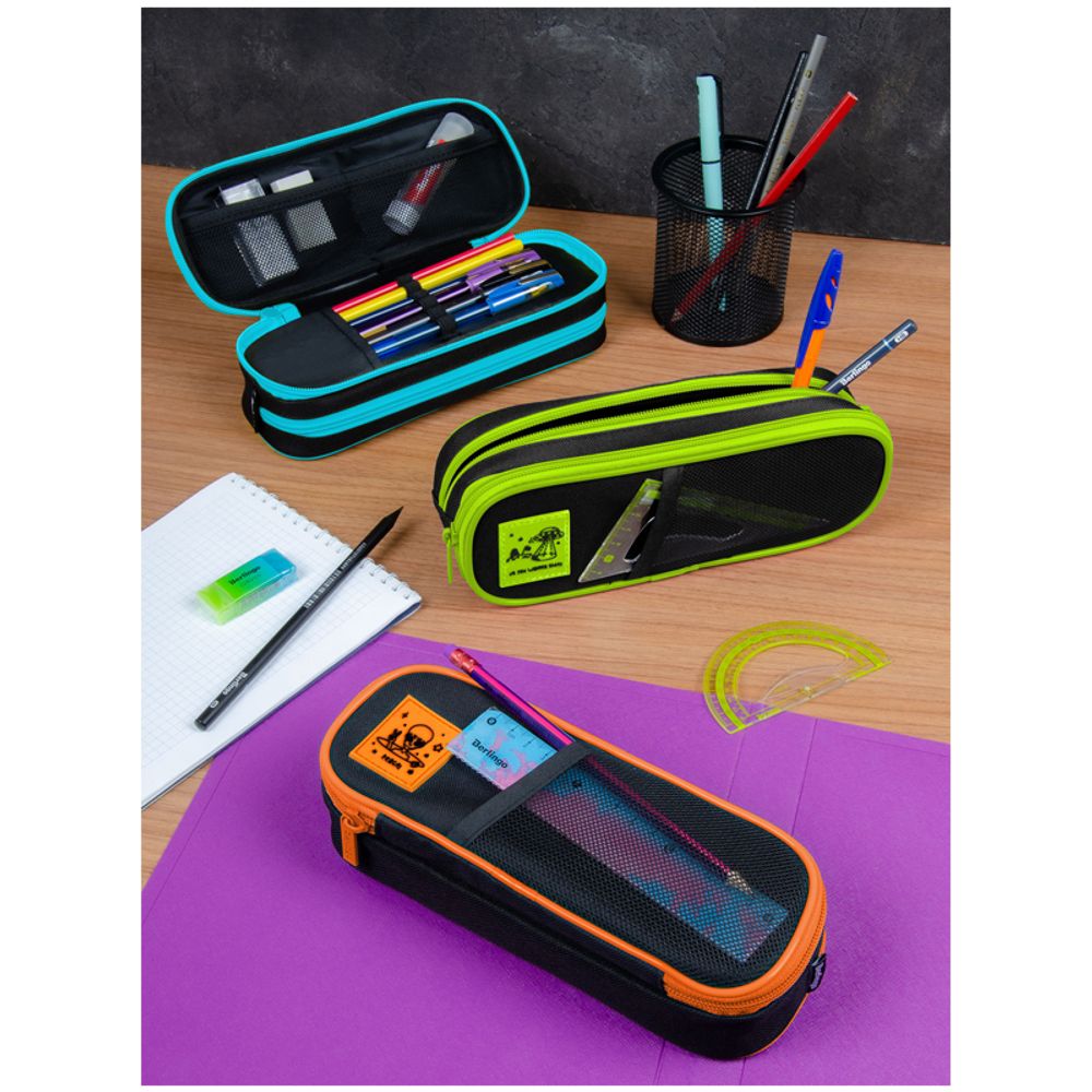 Пенал мягкий 2 отделения, 220*80*50 Berlingo "UFO", полиэстер, внутр. органайзер