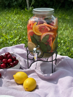 Диспенсер для напитков,стеклянный с краном на металлической подставке, 5 л, P.L. - Proff Cuisine