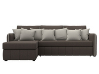 Диван угловой Лига-078 угол универсальный РОГОЖКА Амур 05 коричневый Амур 02 бежевый