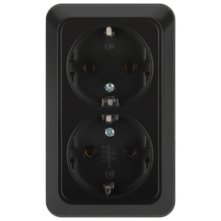 Розетка Intro Quadro 2-204-05 двойная с заземлением 2х2P+E Schuko 16А-250В IP20 ОУ антрацит