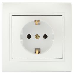 Розетка Intro Plano 1-202-06 с заземлением 2P+E Schuko, 16А-250В, IP20, СУ, перламутр