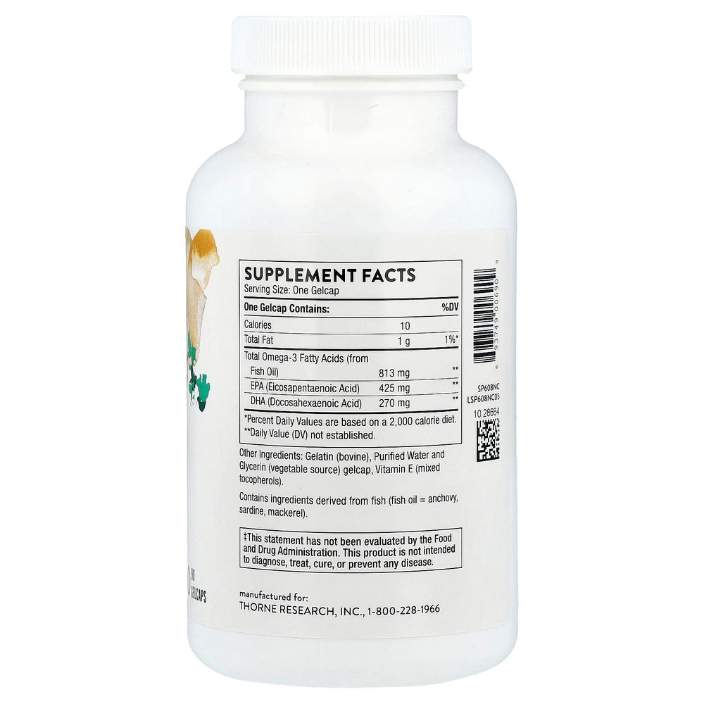 Thorne, Super EPA, ЭПК и ДГК, 90 капсул