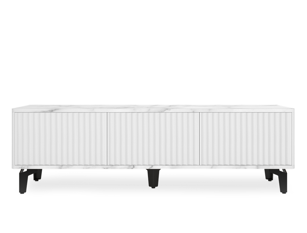 Тумба под телевизор на ножках ROYAL 5031 эко (Мрамор Каррара-Черный)