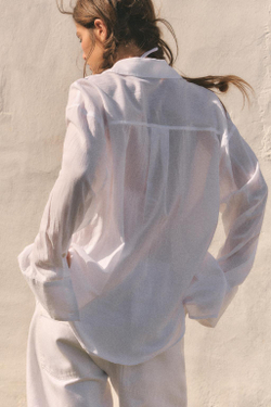 ZARA РУБАШКА ОВЕРСАЙЗ С КАРМАНОМ, БЕЛЫЙ