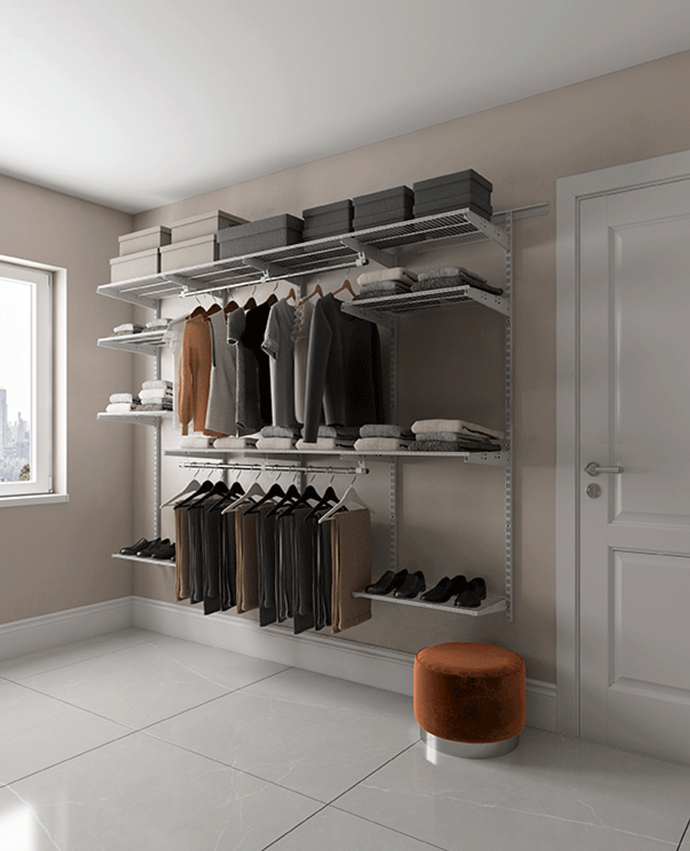 ПРАКТИК Гардеробная система Max G180 белая, 195x45x205 см