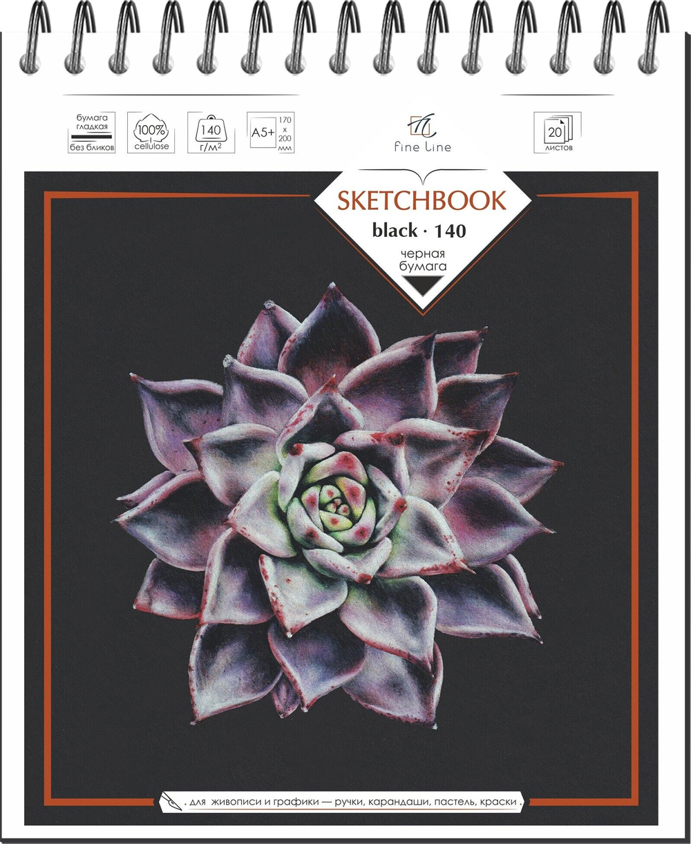 Блокнот-скетчбук SKETCHBOOK BLACK 20 листов на металлическом гребне
