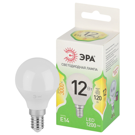 Лампочка светодиодная ЭРА GREEN LINE LED P45-12W-830-E14 GL E14 12 Вт шар теплый свет