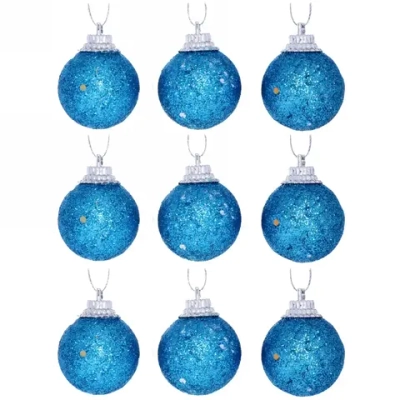 Новогодние шары 3 см (набор 9 шт) «Блестящее напыление», голубой
