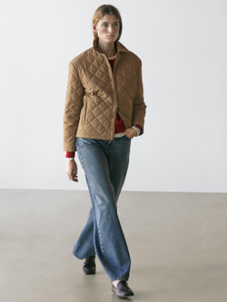 Massimo Dutti Короткая легкая стеганая куртка, коричневый