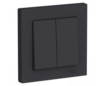 Выключатель 2-клавишный в сборе Карбон 10А IP20 AtlasDesign Schneider Electric