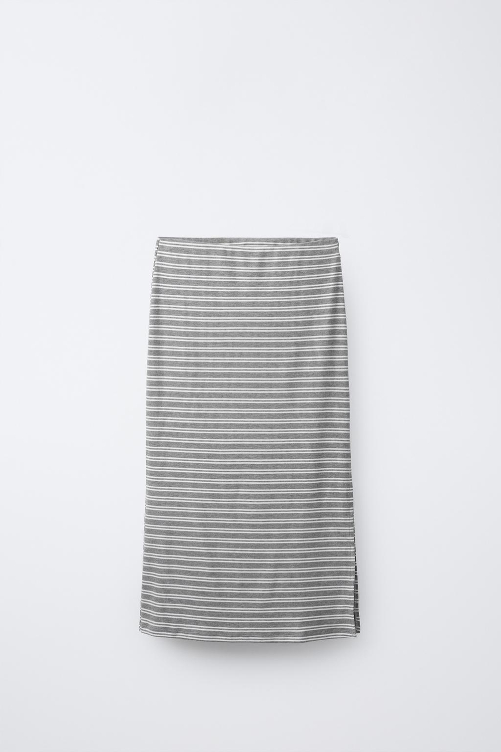 ZARA ЮБКА МИДИ В ПОЛОСКУ В РУБЧИК, СЕРЫЙ С МЕЛАНЖЕВЫМ ЭФФКТОМ