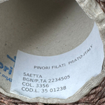 SAETTA - Pinori Filati; 70% хлопок, 20% вискоза, 10% металлизированный люрекс ; 100м/100гр; col.3356, цвет: оплетка молочный шоколад на светло-бежевой нити; S703