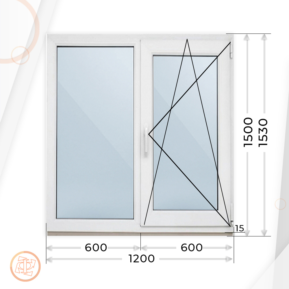 Пластиковое окно 1500 х 1200 ТермА Эко + Подоконник + Отлив