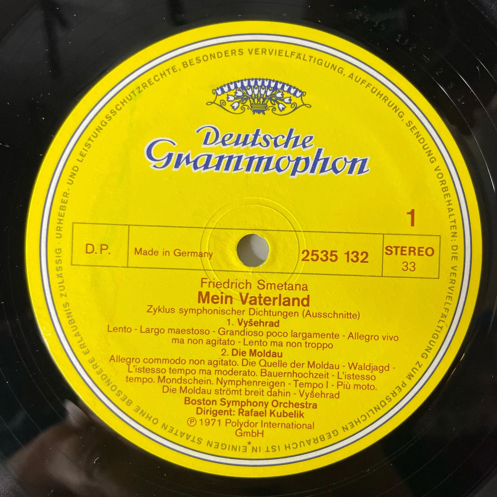 Винтажная виниловая пластинка LP Bedrich Smetana Сметана Boston Symphony Orchestra, Rafael Kubelik, Die Moldau (Германия 1975) Deutsche Grammophon