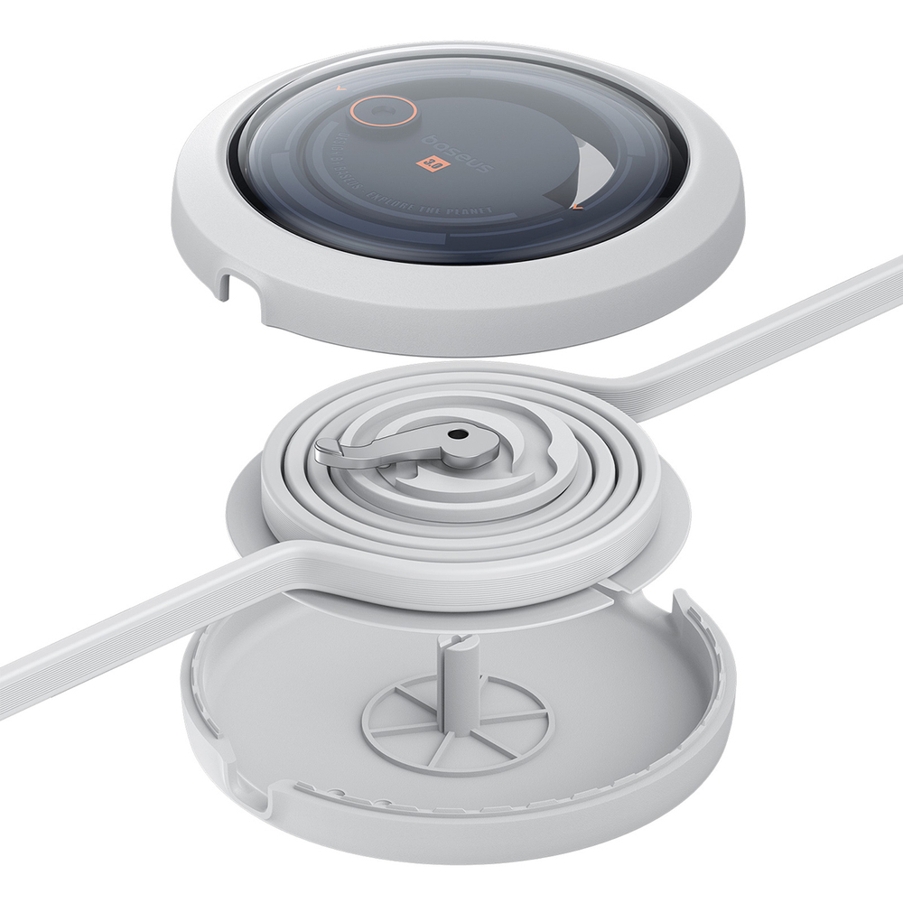 Кабель USB-C - C+L+M Baseus Free2Draw Retractable Crystal Charging+Data 100W 1.1m - Moon White