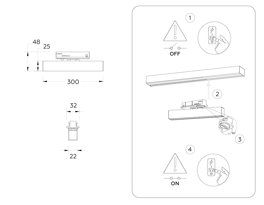 Светильник светодиодный трековый GL6767 BK черный LED 12W 4200K 300*22*48