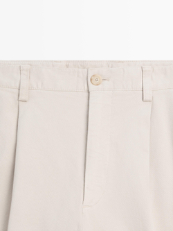 Massimo Dutti Брюки из смесовой хлопчатобумажной ткани с вытачками, бежевый