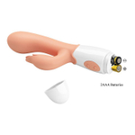 Телесный вибратор с клиторальным стимулятором Bloody Mary - 19,2 см. (Цвет: телесный)