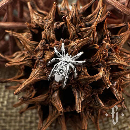 Накрутка "Spider v.2" - Белое золото - White CZ