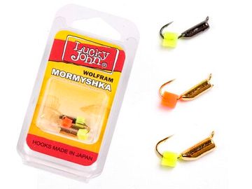 Мормышки вольфрамовые Lucky John с петелькой 3шт набор СТОЛБИК безнасадочный блистер