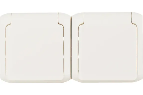 Розетка Legrand Quteo с заземлением + шторка двойная накладная IP44 белая 25995
