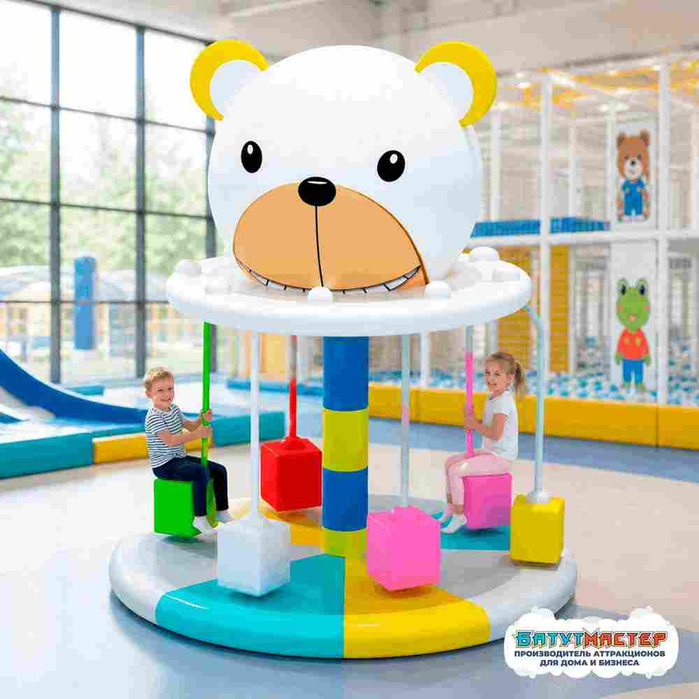Детский аттракцион 4kids Карусель «Мишка-бум» c электроприводом
