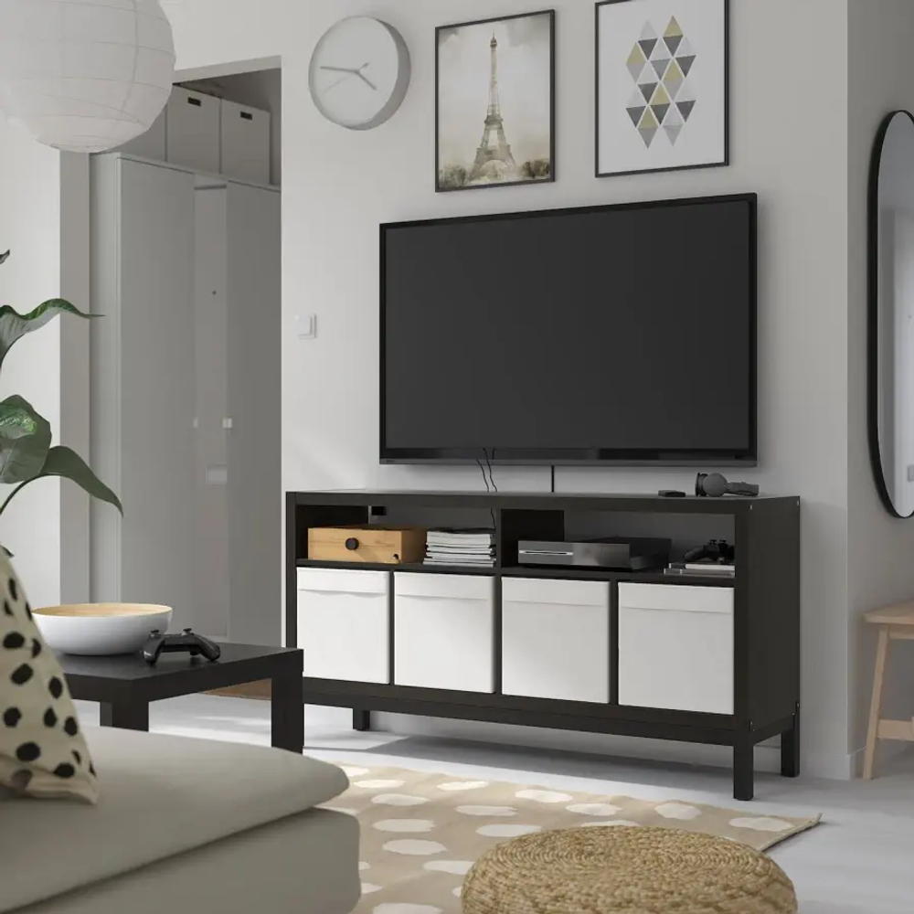 Тумба под ТВ с подставкой - IKEA KALLAX/КАЛЛАКС ИКЕА, 39х78х147 см, черный