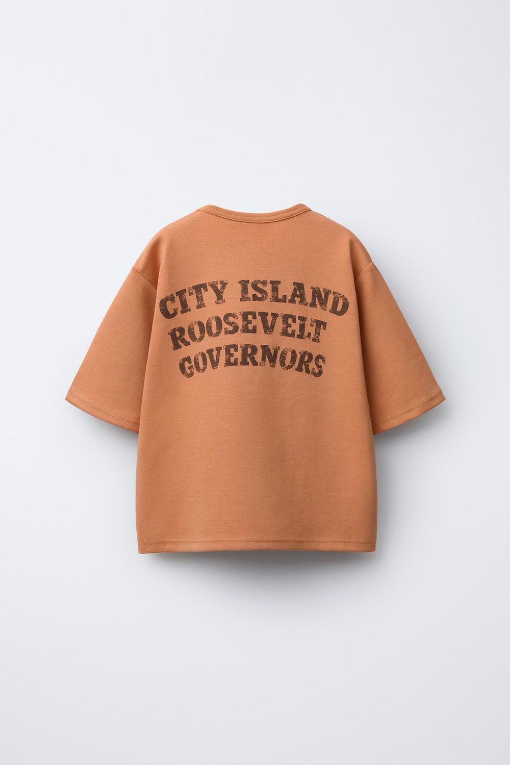 ZARA ФУТБОЛКА ИНТЕРЛОК С НАДПИСЬЮ, ОРАНЖЕВЫЙ