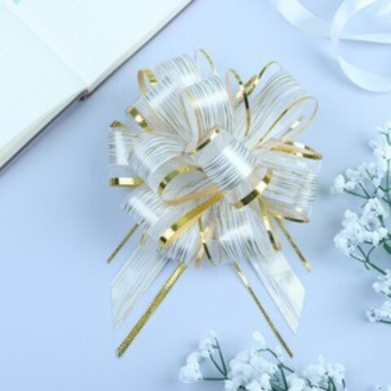 Бант-шар №5 "Узор"  Белый с золотом