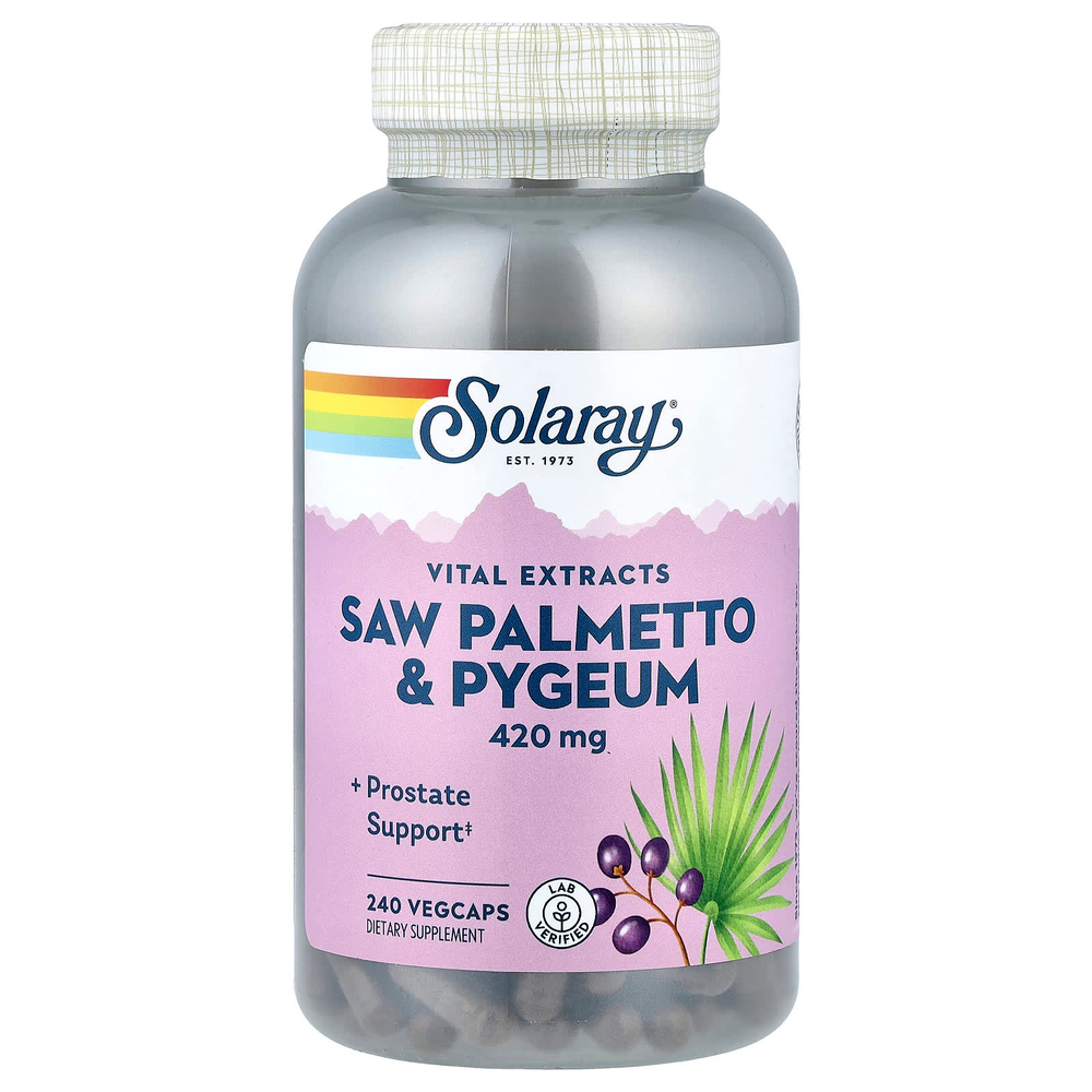 Solaray, Vital Extracts, сереноя и африканская слива, 240 растительных капсул