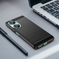 Мягкий защитный чехол для смартфона Huawei Nova 11i, серия Carbon (дизайн в стиле карбон) от Caseport