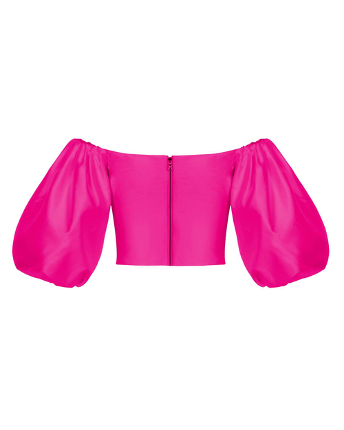 Блуза корсетного типа из шелка драпированная с объемными рукавами