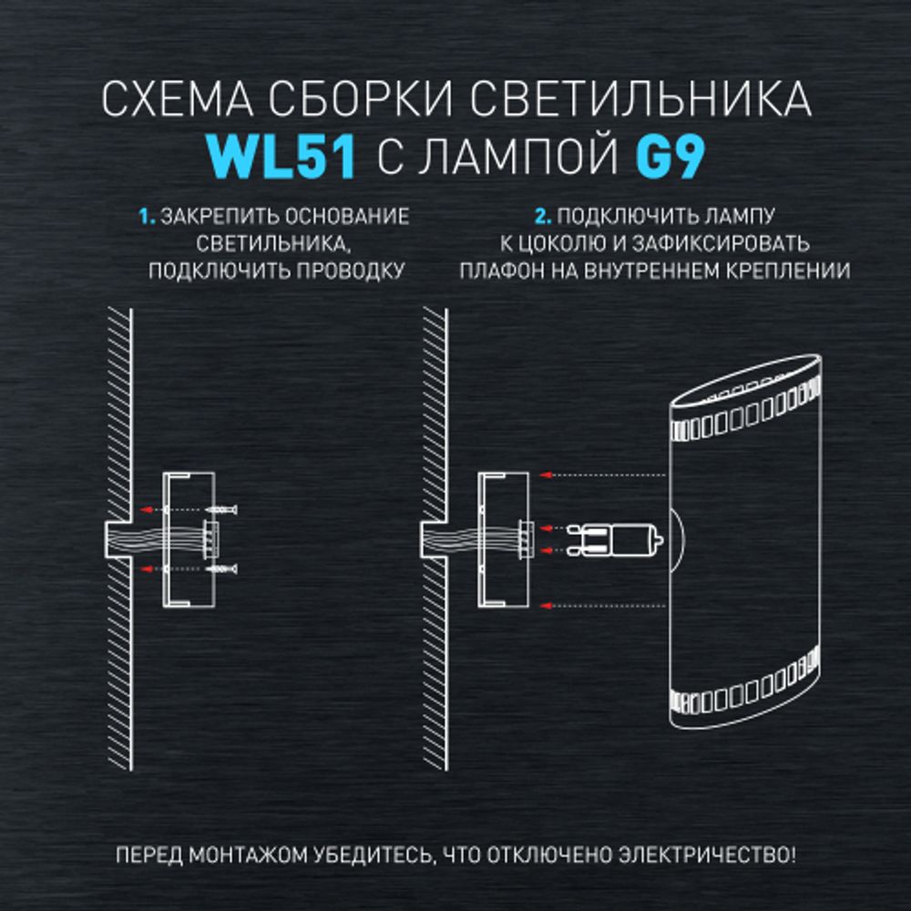 Светильник настенный ЭРА WL51 BK G9 40Вт IP20 черный