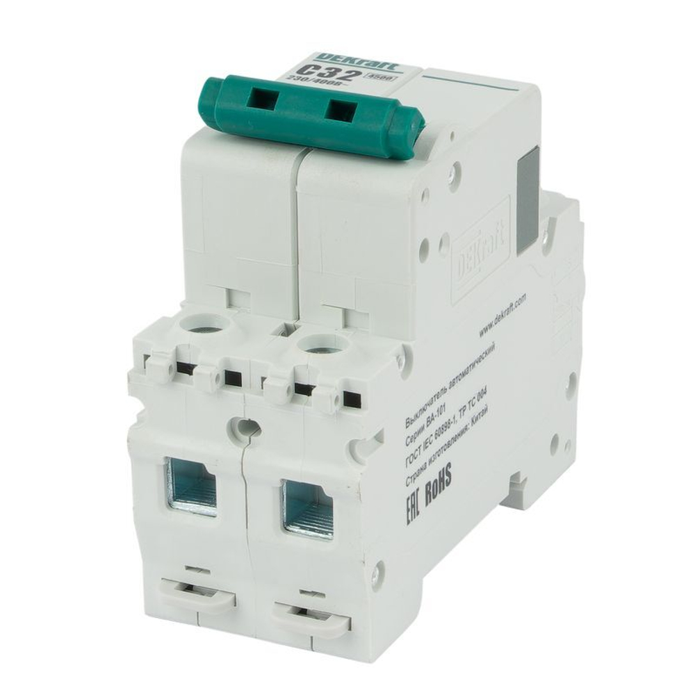 Выключатель автоматический двухполюсной C 32А 4.5кА DEKraft