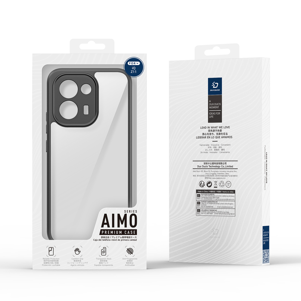 Чехол прозрачный с черными рамками для iQOO Z11, серия Aimo Series от Dux Ducis