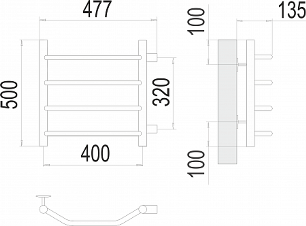 Полотенцесушитель водяной Terminus Виктория П4 400х500 бп320